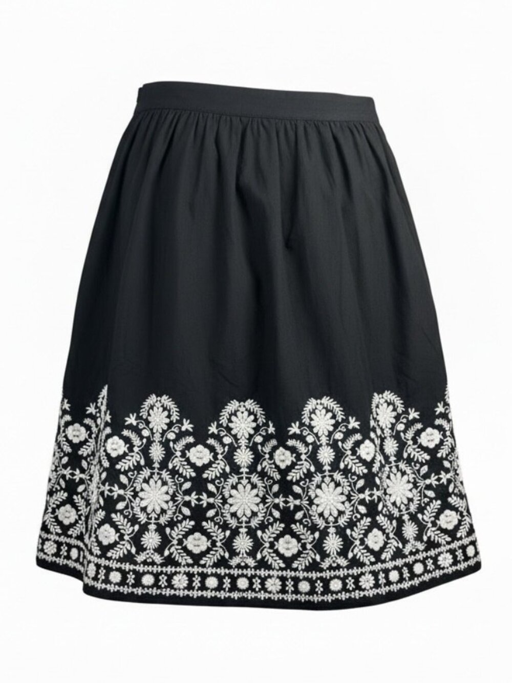 Boden Black & White Embroidered A-Line Skirt 100% Cotton Women's Plus Size 14